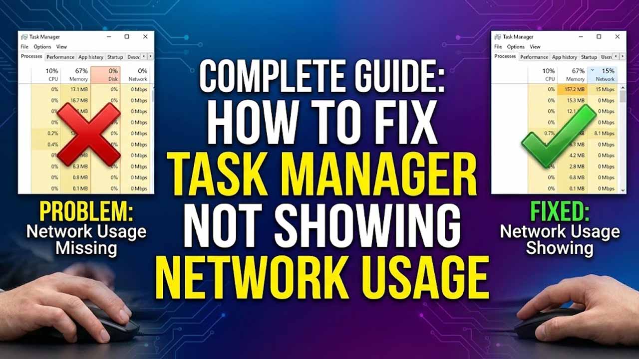 Complete Guide: How to Fix Task Manager Not Showing Network Usage